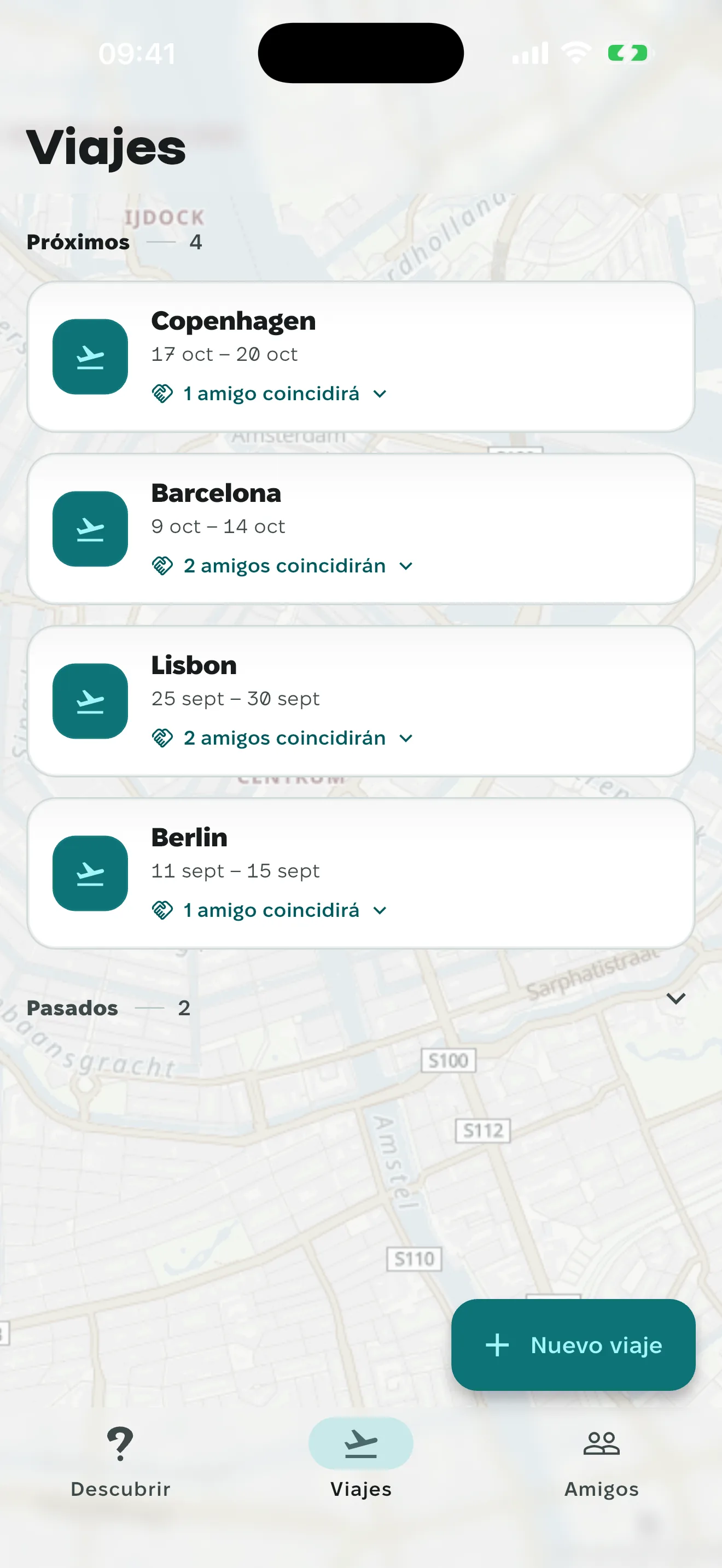 Una fila de viaje con Lisboa y las fechas debajo.