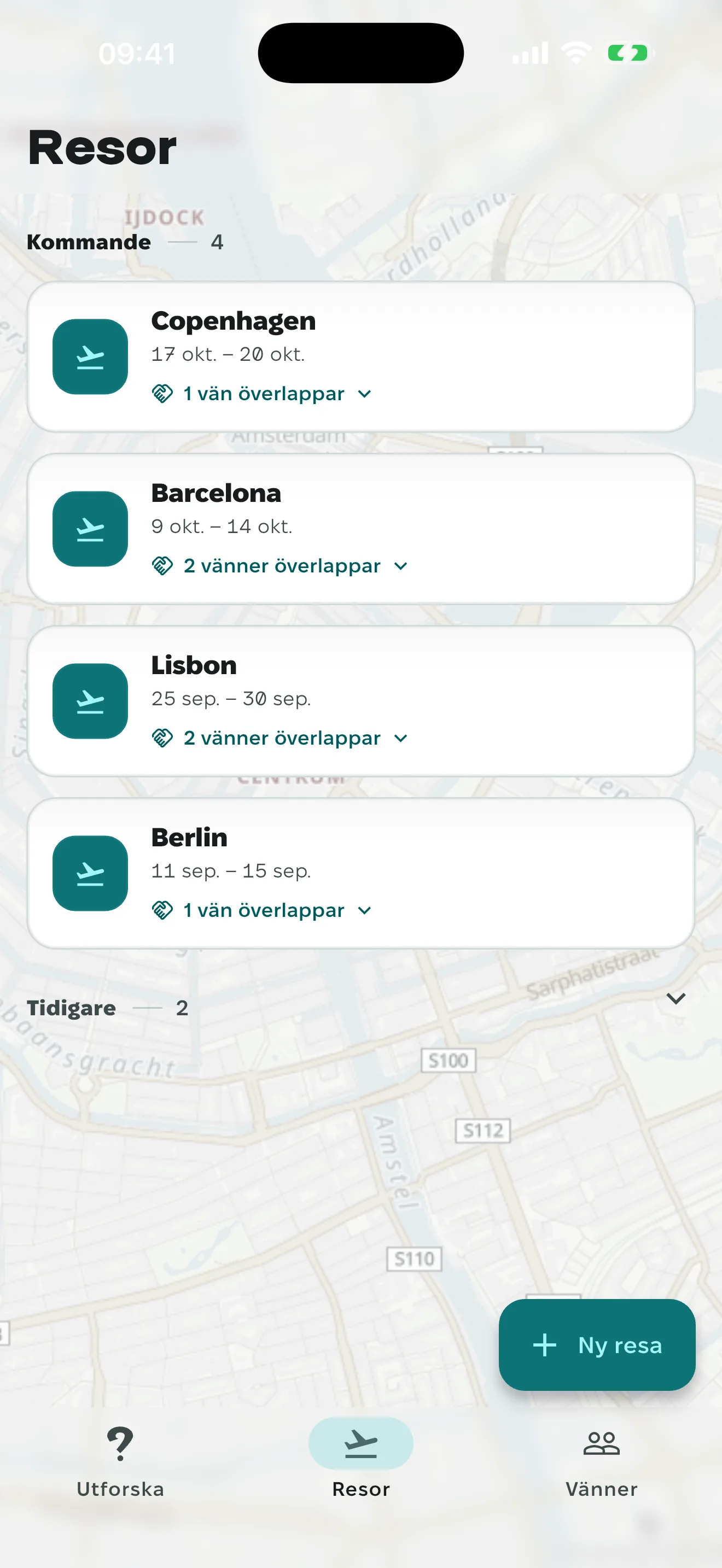 En resrad med Lissabon och datumen under.
